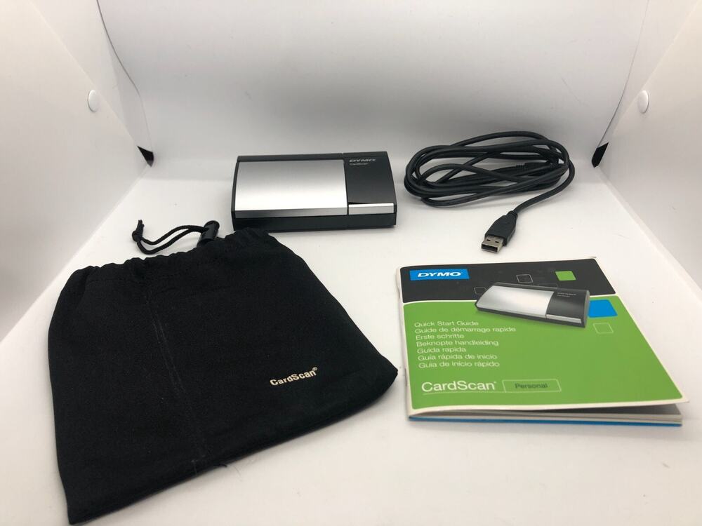 Personal Business Card Scanner DYMO CardScan 62 Black and Silver Cords Software